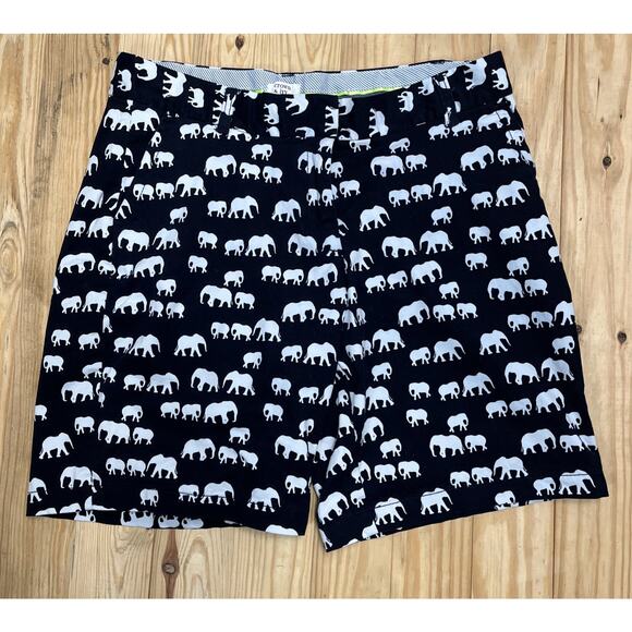 Crown & Ivy Women's Sz 12 Elephant Print Shorts Chino Dark Blue White 32x8 - Picture 1 of 6